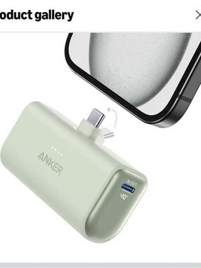 Anker Portable Power Bank in Mint Green with USB-C Tip